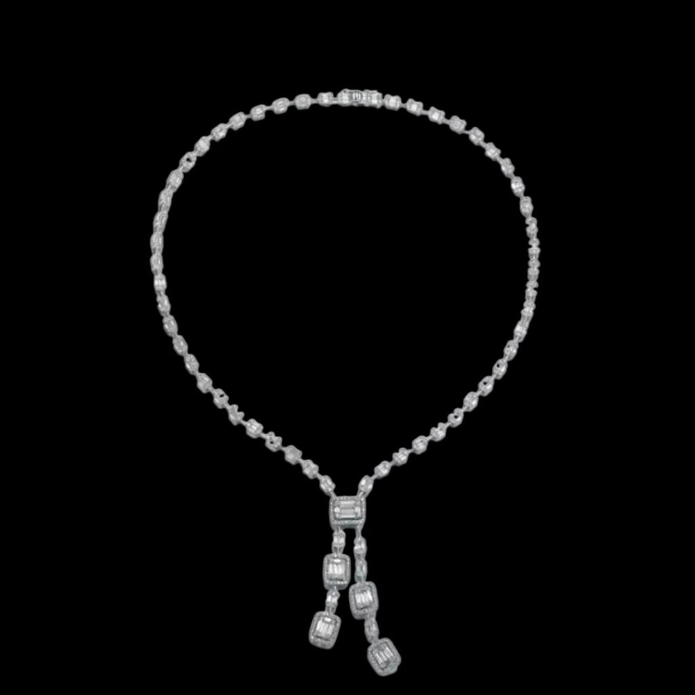 White Gold Plated Cubic Zirconia Necklace